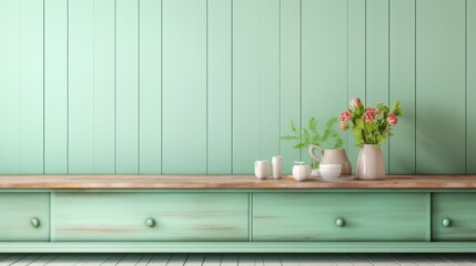 Wall Mural - Painted light mint pastel wood background texture