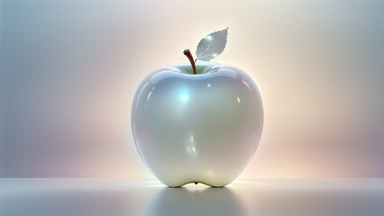  glowing white silhouette of apple ethereal