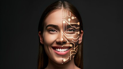 Poster - Woman's Face with Circuitry Pattern