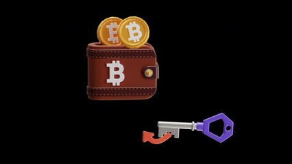 Aufkleber - 3D Animation of Bitcoin Transactions Provide Payments | Alpha Channel