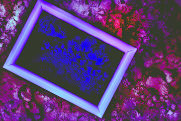 Abstract blue dark frame for text on magenta,pink sand