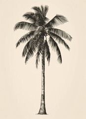 Palm tree tropical illustration vintage style