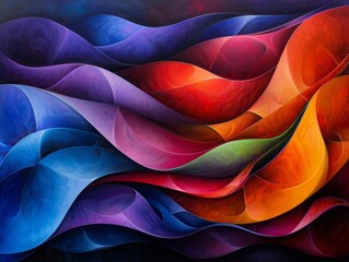 Poster - Vibrant abstract art with flowing colorful curves, creating a dynamic and vibrant visual experience. Perfect for modern and creative designs.