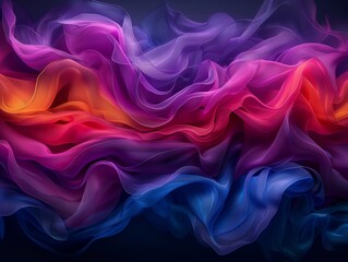 Poster - Vibrant abstract background with colorful, flowing waves of purple, pink, and blue hues creating a mesmerizing artistic pattern.
