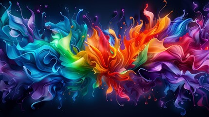 Poster - Vivid abstract digital painting with vibrant colors and dynamic swirls, creating a mesmerizing explosion of hues and textures.