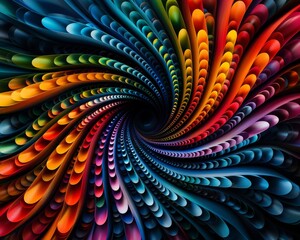 Poster - Vibrant abstract spiral design with colorful gradients and smooth shapes, perfect for modern art backgrounds and creative projects.