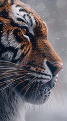 Wall Mural - Captivating Siberian Tiger Portrait with Intense Gaze and Intricate Fur Patterns