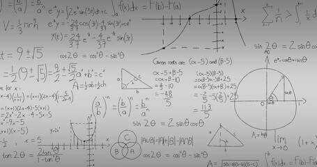 Poster - image of mathematical equations and diagrams against abstract background