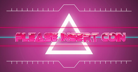 Poster - Image of please insert coin text over neon lights