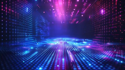 Poster - stage led video walls, tv screens with light effects. lcd video panels, displays with blue and pink 