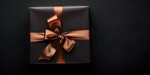 Wall Mural - Luxurious Gift Box with a Festive Ribbon in Top View. Concept Luxurious Gift Box, Festive Ribbon, Top View, Elegant Packaging