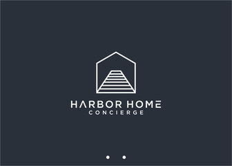 Sticker - harbor house logo design vector silhouette illustration