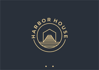 Sticker - harbor house logo design vector silhouette illustration