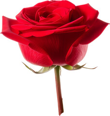 Wall Mural - one perfect red rose flower isolated on white or transparent background,transparency 