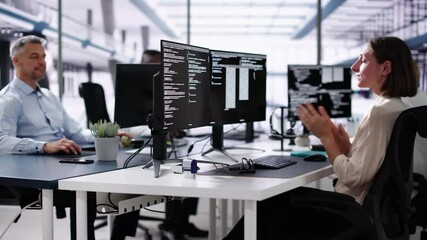 Poster - Unhappy Sad Developer Programmer Man In Stress Coding Software