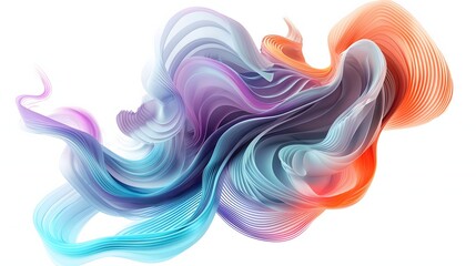 Sticker - 3. Design a sophisticated abstract background featuring swirling forms and gradients of colors like turquoise, purple, and coral, arranged harmoniously on a blank white canvas for a captivating