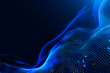 © Who is Danny - Abstract blue wavy particle design on dark background, concept of digital technology. Generative AI