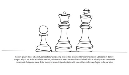 Wall Mural - Continuous one line design of chess.Minimalist style vector illustration on white background.
