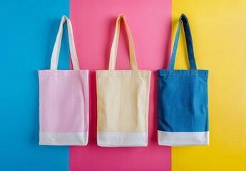 colorful tote bags mockup 