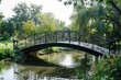 © furyon - timeless elegance vintagestyle arched bridge over serene river detailed ironwork