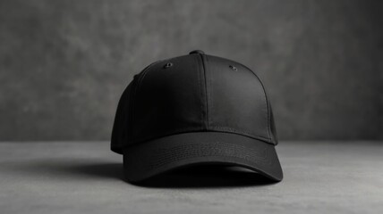 Poster - Black baseball cap mockup on a grey background