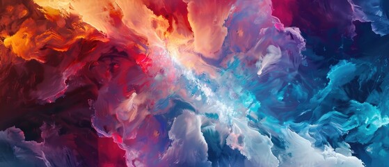 Canvas Print - ethereal abstract composition featuring a vibrant fractal background with a fantasy universe of colo