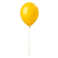 An isolated yellow balloon on a white background with copy space