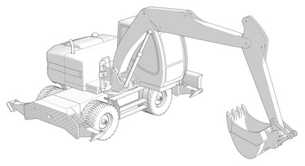 Wall Mural - bulldozer and excavator