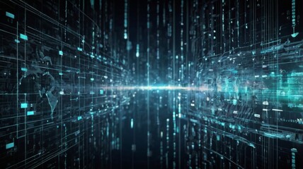 Poster - dark theme digital network technology abstract background