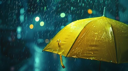 Rain on umbrella weather concept