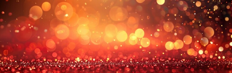 Wall Mural - Abstract Red And Yellow Bokeh Background With Glitter