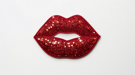 red lips clothe patch isolated on white