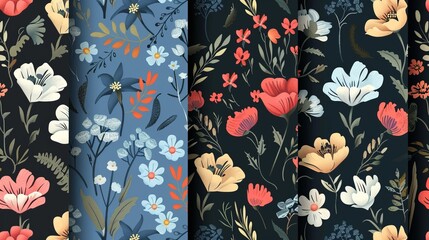 Wall Mural - Floral seamless patterns vector design for paper cover fabric interior decor and other uses.