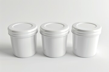 Poster - Three white containers arranged neatly on a white surface