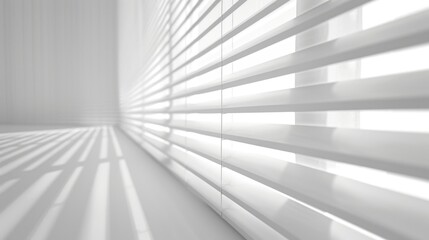 Poster - A simple interior design concept featuring a white room with blinds covering the window