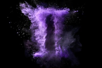 Canvas Print - A vibrant purple explosion of powder fills the dark sky, providing a striking visual effect