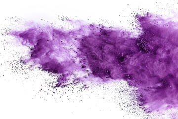 Poster - A vibrant purple powder erupts on a white background in a dynamic and colorful explosion
