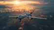 © Alex Bur - Unmanned military drone flying in the sky above the clouds