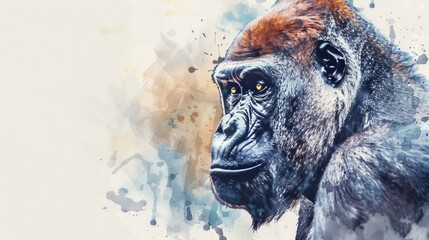 Aufkleber - A close-up view of a gorilla's face on a white background, ideal for use in animal-related designs or conservation campaigns