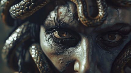 Aufkleber - A detailed view of a woman's facial features from a statue, suitable for artistic or educational use