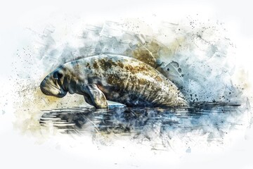 Aufkleber - A person sitting on the surface of the water, with calm surroundings