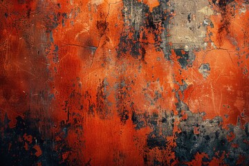 Aufkleber - A close-up shot of a red and black wall with peeling paint, suitable for use in interior design or DIY projects