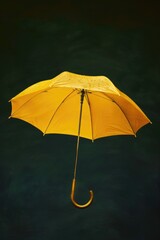 Poster - A yellow umbrella floating on top of a calm body of water