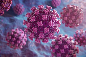Poster - A cluster of small, round, purple objects in focus