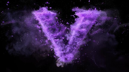 Poster - A dramatic and vibrant image of a purple powder explosion forming the shape of a 'V'