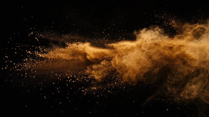 Poster - A dense cloud of dust particles suspended in the air against a dark background