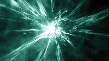 Aufkleber - A bright green light in focus against a dark background, great for highlighting or symbolizing