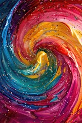 Poster - A vibrant and dynamic swirl of paint with various colors