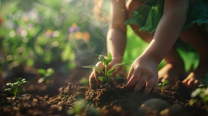 Wall Mural - The hands planting seedling