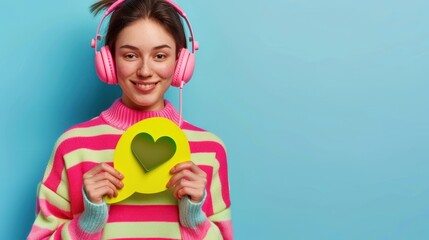 Canvas Print - The girl with pink headphones